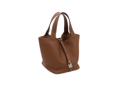 Hermes Women's Picotin Lock MM 22 Taurillon Clemence Handbag "Gold"