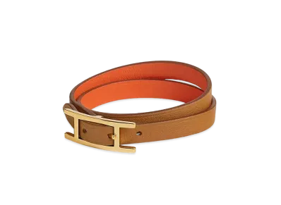 Hermes Behapi Double Tour Bracelet "Gold/Orange/Gold"