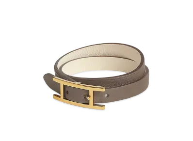 Hermes Behapi Double Tour Bracelet "Etoupe/Nata/Gold"
