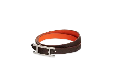 Hermes Behapi Double Tour Bracelet Swift Epsom "Ebene/Orange Minium/Palladium"