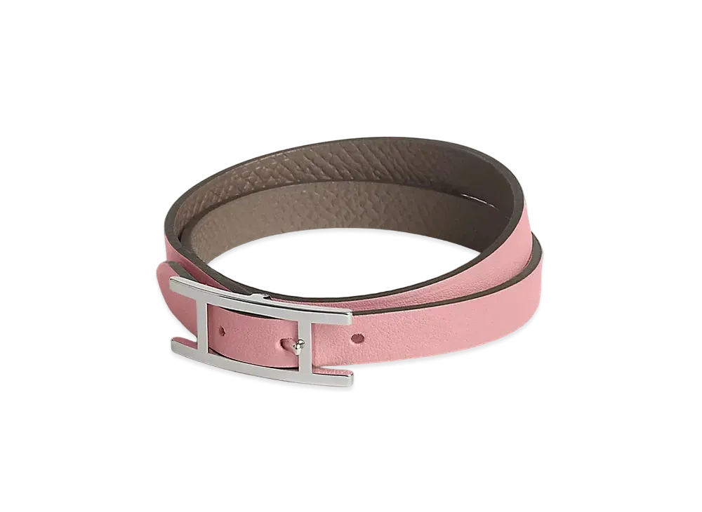 Hermes Behapi Double Tour Bracelet "Rose Sakura/Palladium"