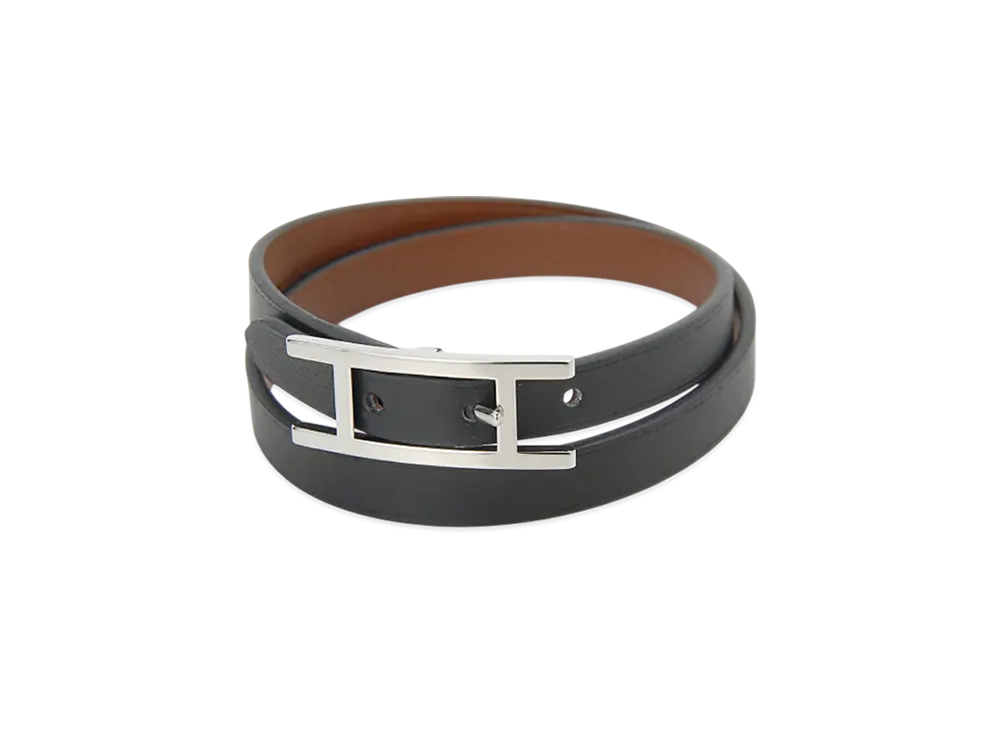 Hermes Behapi Double Tour Bracelet "Noir/Fauve"