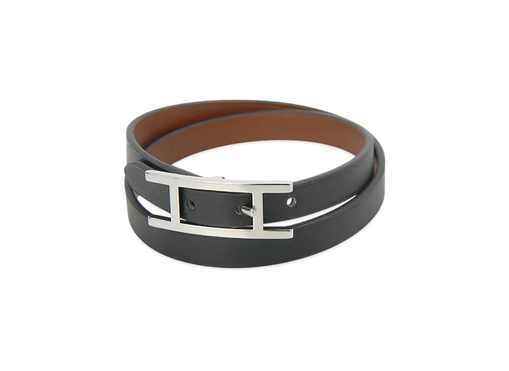 Hermes Behapi Double Tour Bracelet "Noir/Fauve"