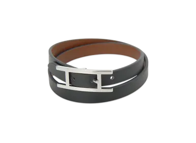 Hermes Behapi Double Tour Bracelet "Noir/Fauve"