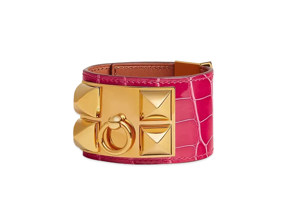 Hermes Collier de Chien Bracelet "Rose Extreme/Gold"
