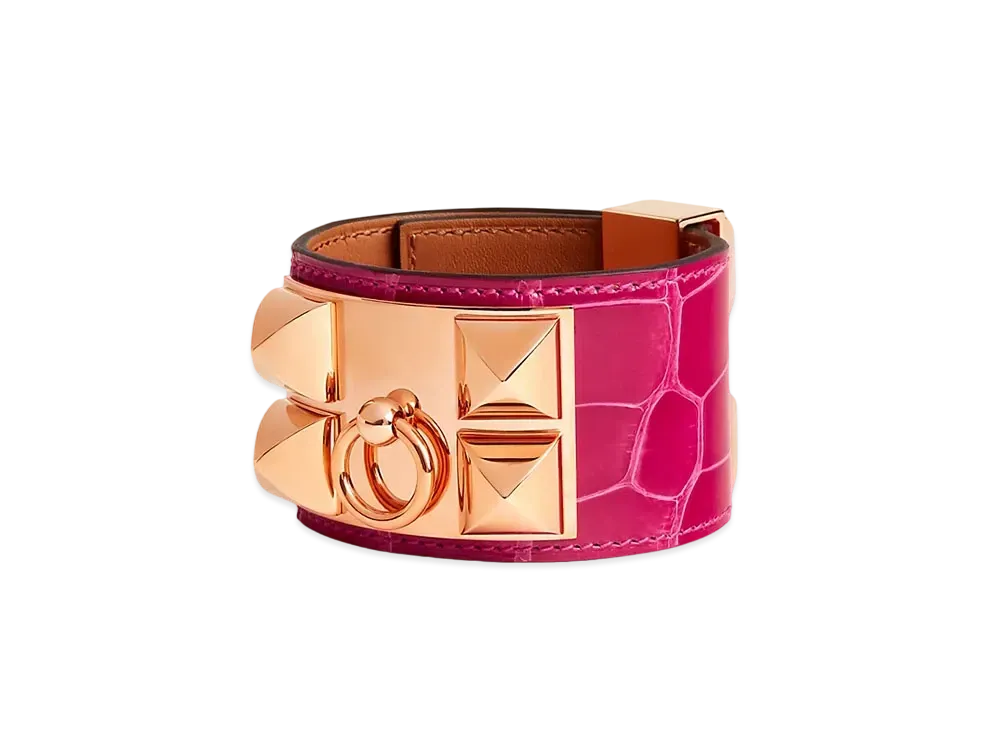 Hermes Collier de Chien Bracelet "Framboise/Pink Gold"
