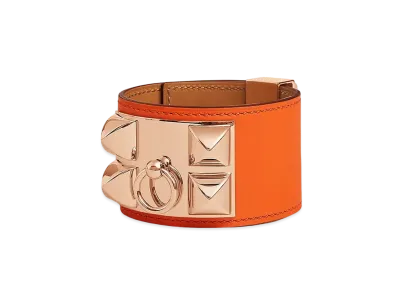 Hermes Collier de Chien Bracelet "Orange Minium/Pink Gold"