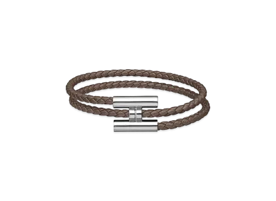 Hermes Tournis Tresse Bracelet Swift "Etain/Palladium"