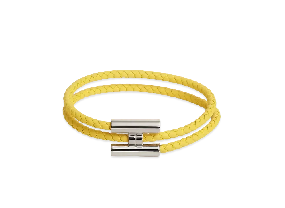 Hermes Tournis Tresse Bracelet "Jaune de Naples/Palladium"