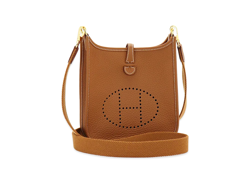 Hermes Women's Evelyne TPM 16 Amazone Taurillon Clemence Shoulder Bag "Gold/Gold"
