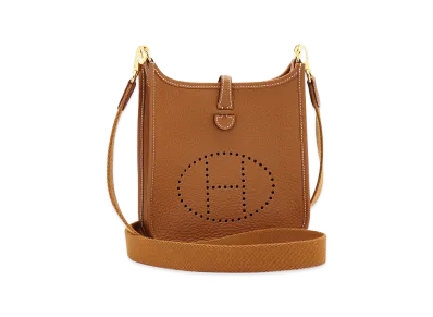 Hermes Women's Evelyne TPM 16 Amazone Taurillon Clemence Shoulder Bag "Gold/Gold"