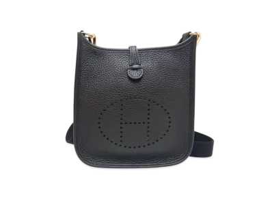 Hermes Evelyne Shoulder Bag in Taurillon Clemence with Gold-Tone Hardware "Noir"