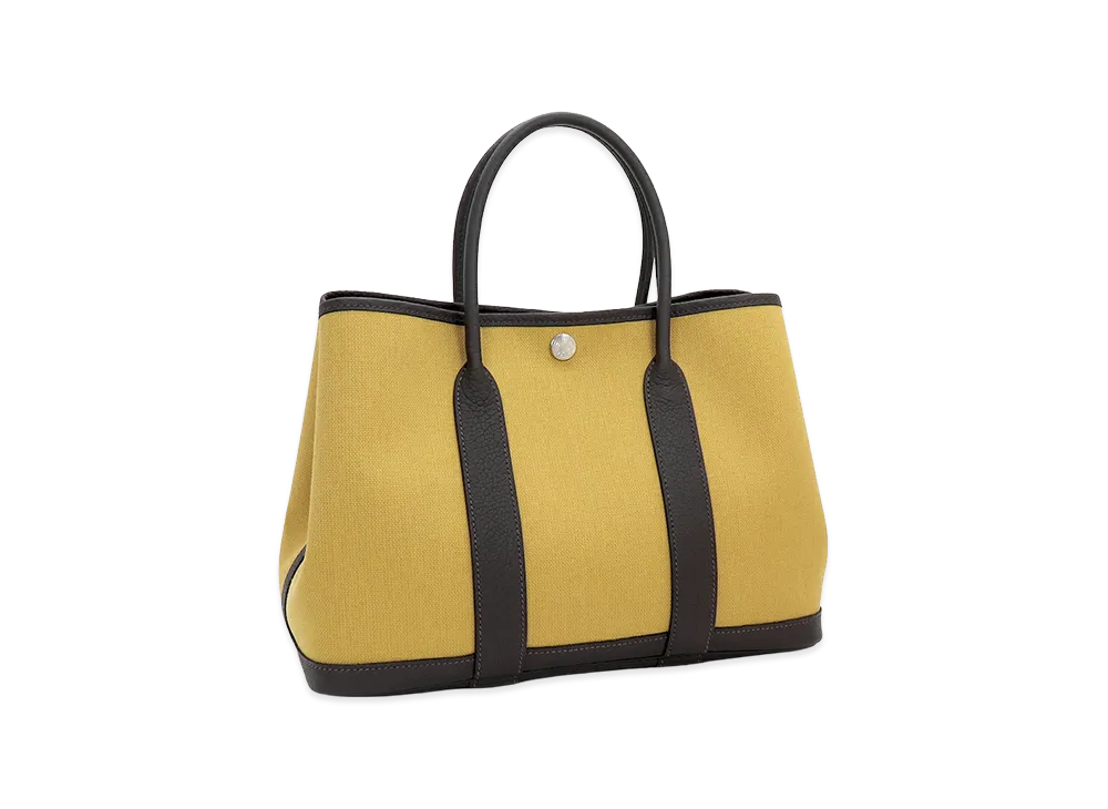Hermes Women's Garden Party TPM 30 Toile Militaire Negonda Tote Bag "Ginger/Ebene"