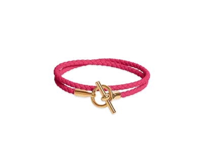 Hermes Glenan Double Tour Bracelet Swift "Gold/Rose Mexico"