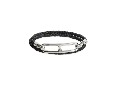 Hermes Roulis Double Tour Bracelet Swift "Palladium/Noir"