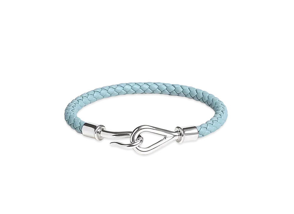 Hermes Jumbo H Bracelet "Bleu Lin/Palladium"