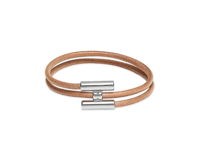 Hermes Tournis Tresse Bracelet "Natural/Bouton D'or/Palladium"