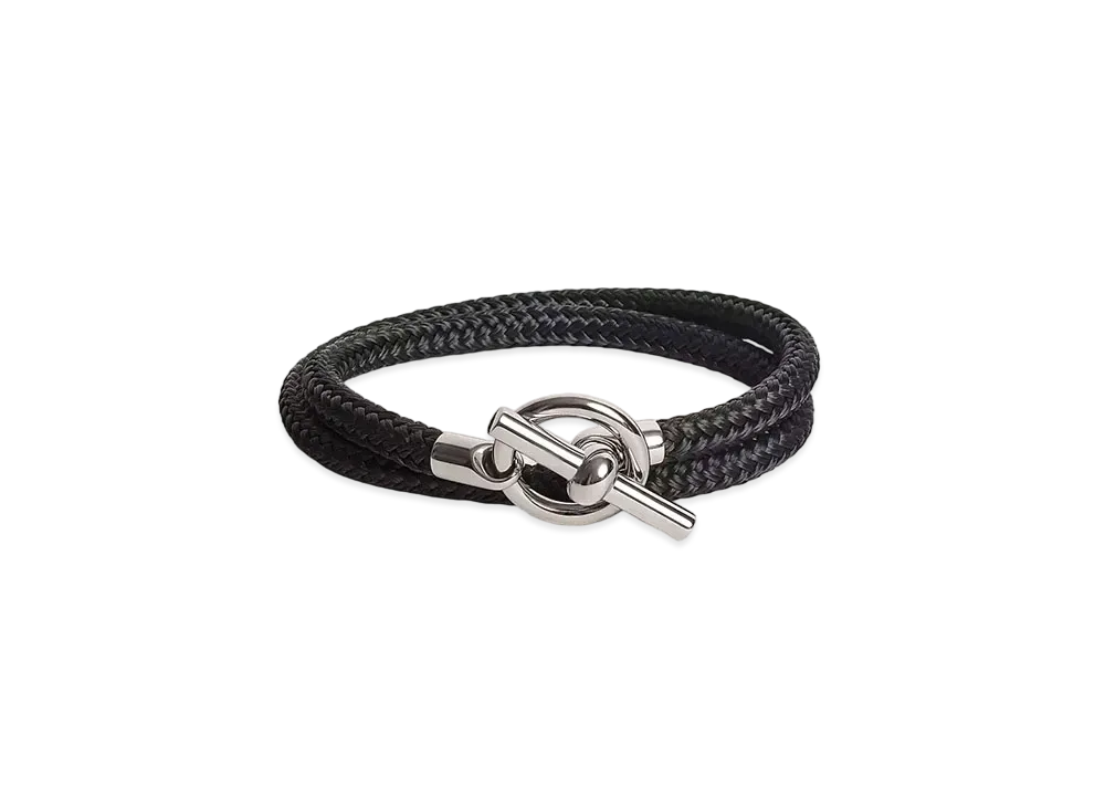 Hermes Maxi Glenan Double Tour Argo Bracelet Rope Metal "Palladium/Noir"