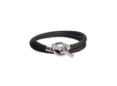 Hermes Maxi Glenan Double Tour Argo Bracelet Rope Metal "Palladium/Noir"