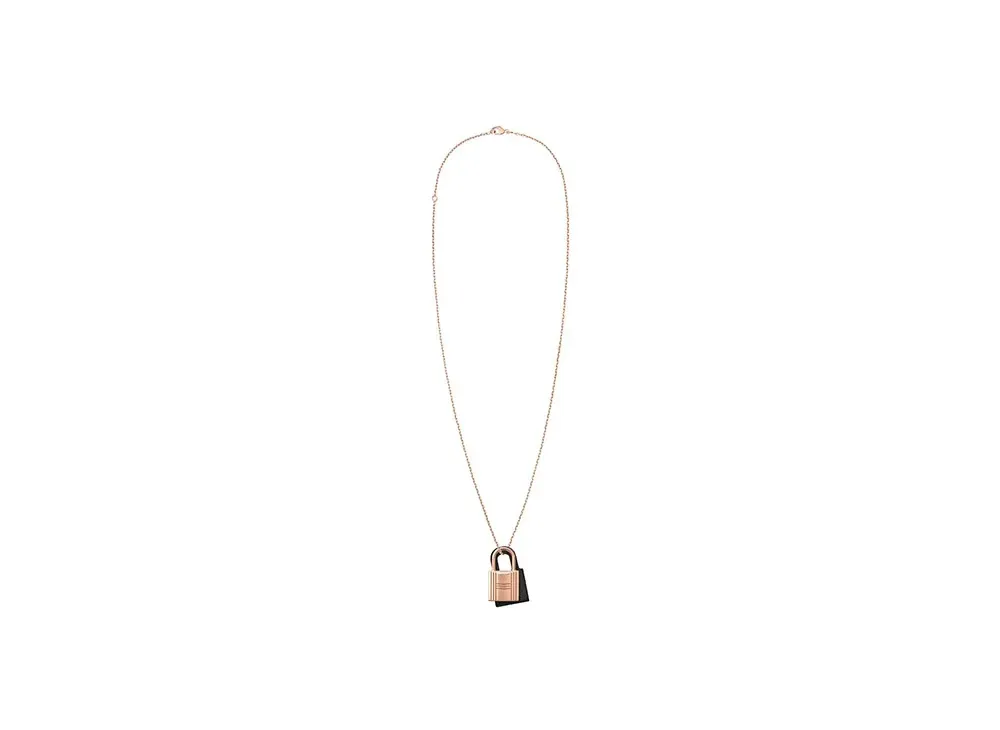 Hermes Small O Kelly Pendant Swift "Rose Gold/Noir"
