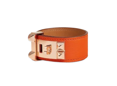 Hermes Collier de Chien 24 Bracelet "Orange Minium/Pink Gold"