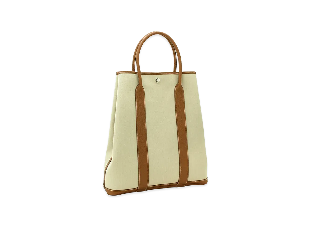 Hermes Women's Garden File 37 Toile Militaire Negonda Tote Bag "Beton/Gold"