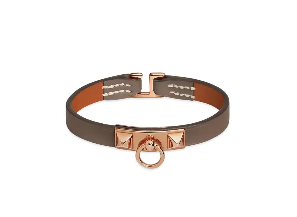 Hermes Rivale Mini Bracelet "Etoupe/Pink Gold"