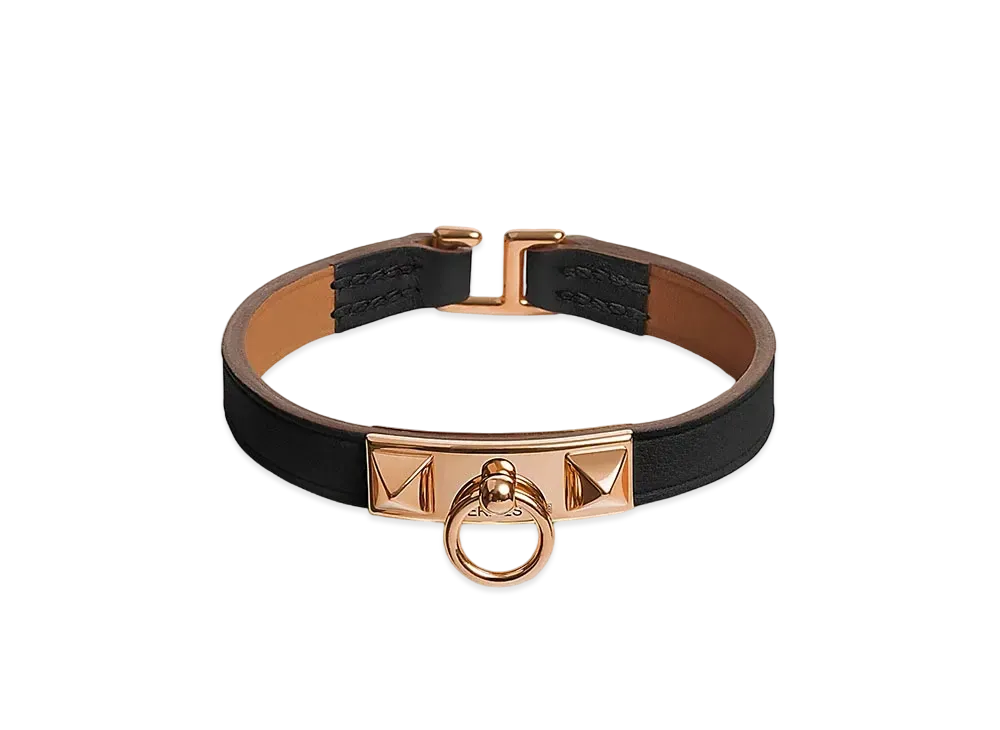 Hermes Rivale Mini Bracelet "Noir/Pink Gold"