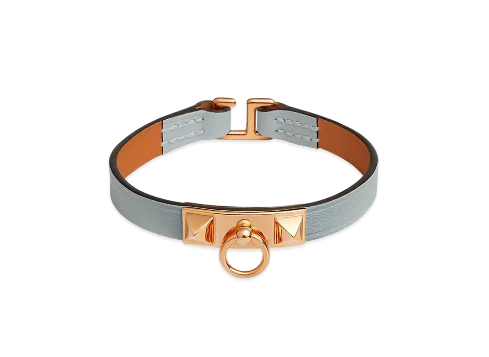 Hermes Rivale Mini Bracelet "Bleu Glacier/Pink Gold"