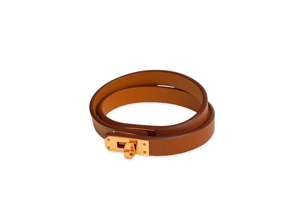 Hermes Mini Kelly Double Tour Bracelet Swift "Gold/Gold"
