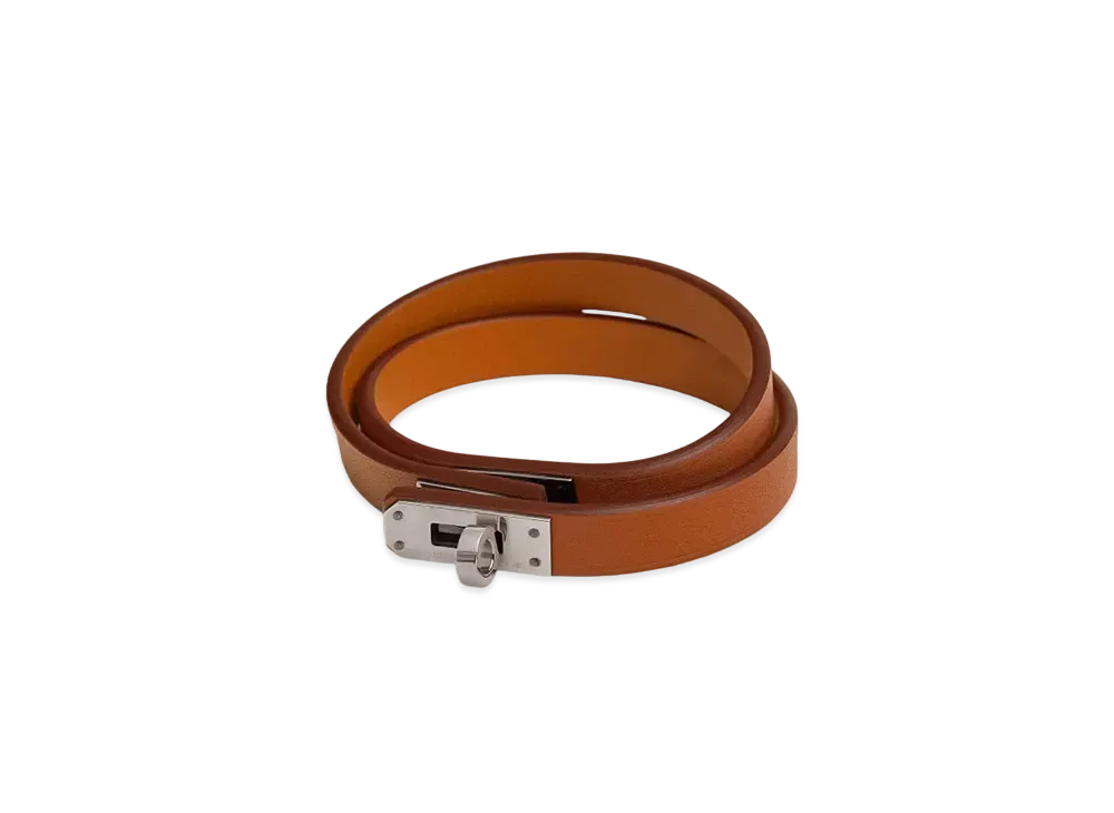 Hermes Mini Kelly Double Tour Bracelet Swift "Palladium/Gold"