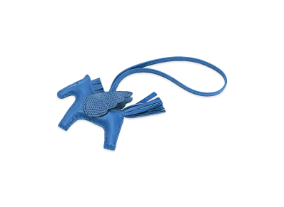 Hermes Rodeo PM Pegasus Touch Agneau Milo Lizard Bag Charm "Bleu France"