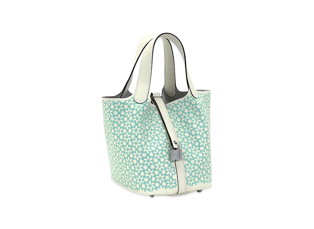 Hermes Women's Picotin Lock PM 18cm Lucky Daisy Veau Swift Handbag "Nata&Vert&Blanc/Nata"