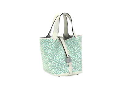 Hermes Women's Picotin Lock PM 18cm Lucky Daisy Veau Swift Handbag "Nata&Vert&Blanc/Nata"