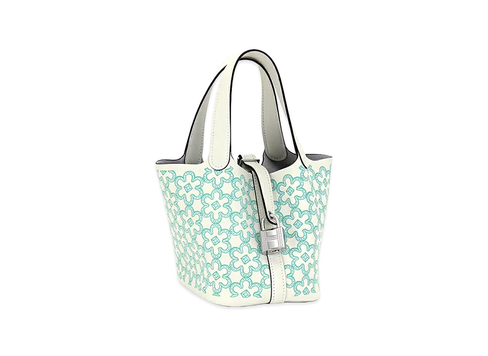 Hermes Women's Picotin Lock Micro Lucky Daisy Veau Swift Handbag "Nata&Vert&Blanc/Nata"