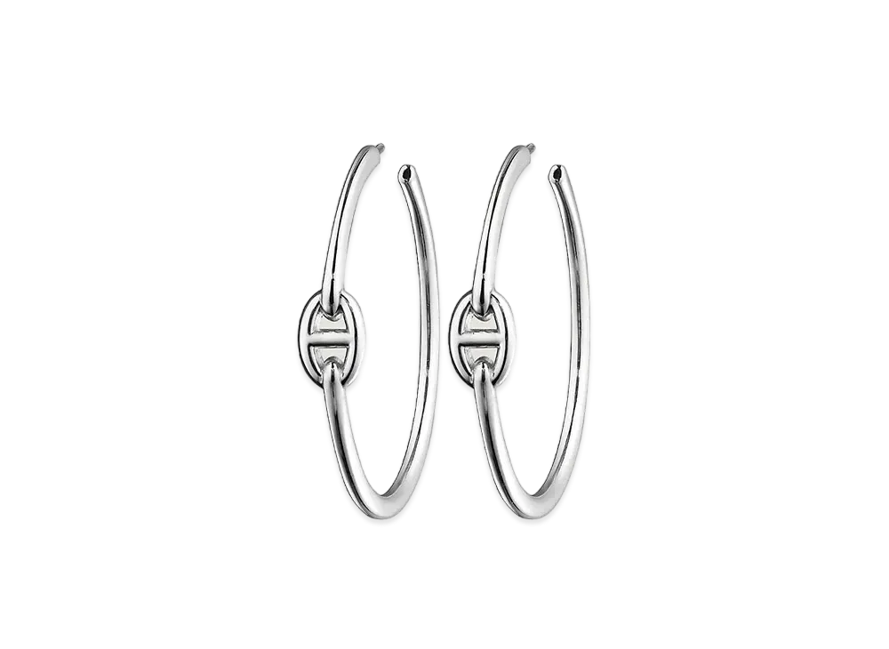 Hermes Chaine D'ancre Enchainee Earrings Large Model "Silver"