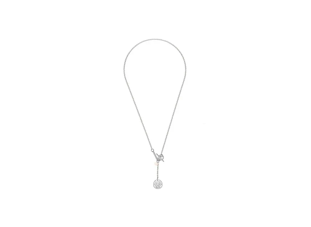 Hermes Ex-Libris Pendant Necklace "Silver/Rose Gold"
