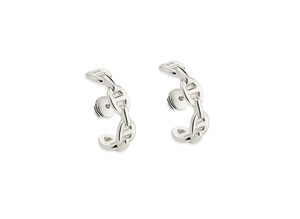 Hermes Chaine D'ancre Enchainee Ear Climber Earrings "Silver"