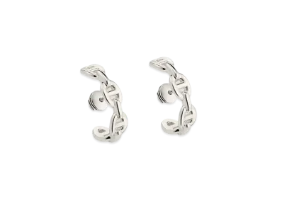 Hermes Chaine D'ancre Enchainee Ear Climber Earrings "Silver"