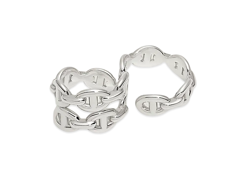 Hermes Chaine D'ancre Enchainee Double Ring "Silver"