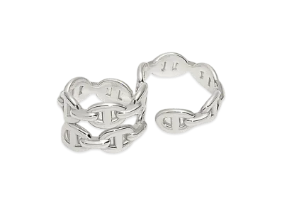 Hermes Chaine D'ancre Enchainee Double Ring "Silver"