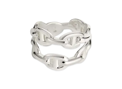 Hermes Chaine D'ancre Enchainee Ring Double Row "Silver"