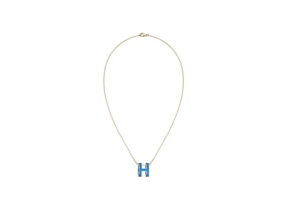 Hermes Pop H Pendant "Gold/Blue Saphir"