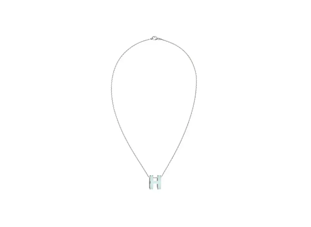 Hermes Pop H Pendant "Palladium/Blue Zephyr"