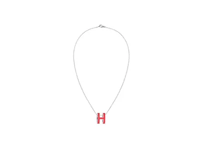 Hermes Mini Pop H Pendant "Palladium/Rouge Coraille"
