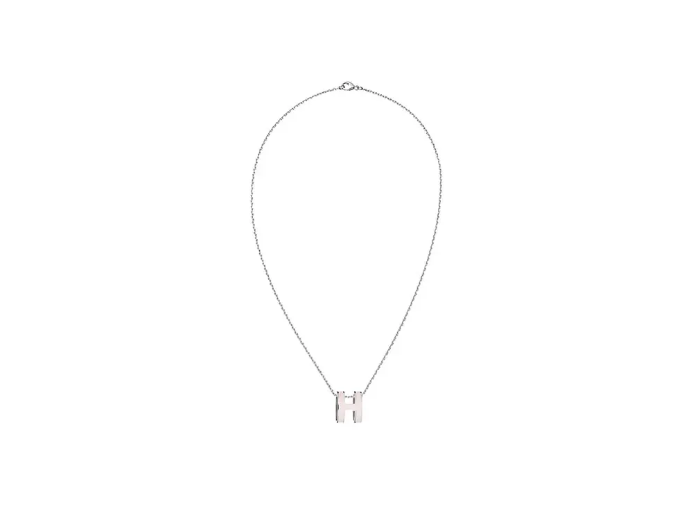 Hermes Pop H Pendant "Palladium/Rose Dragee"