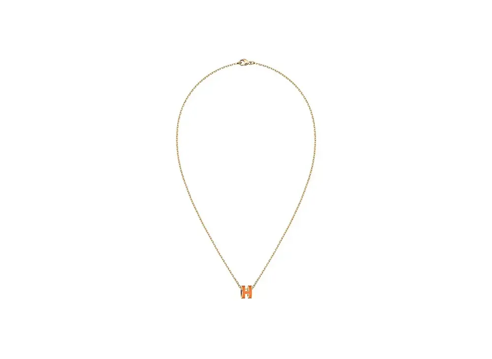 Hermes Mini Pop H Pendant "Gold/Orange Soie"