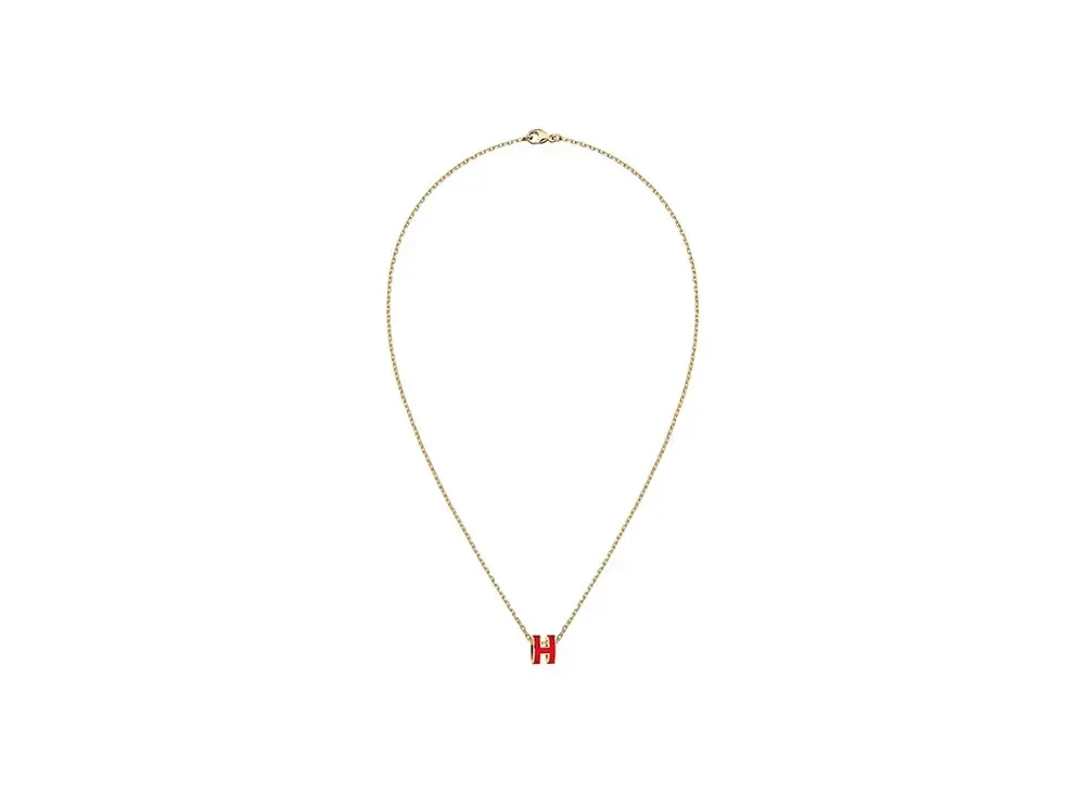 Hermes Mini Pop H Pendant "Gold/Rouge Vif"