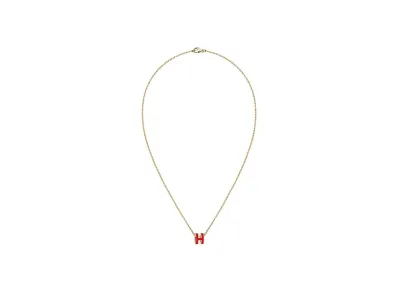 Hermes Mini Pop H Pendant "Gold/Rouge Vif"