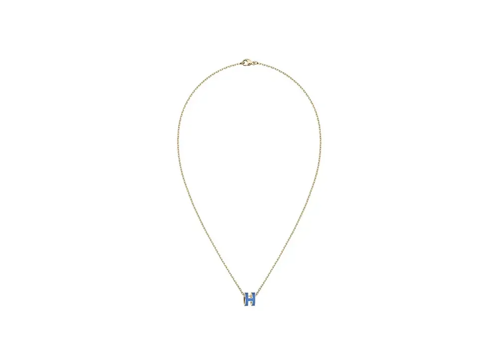 Hermes Mini Pop H Pendant "Gold/Blue Saphir"